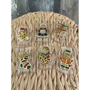 VINTAGE LOT OF  6 PLASTIC LUCITE ORNAMENTS CAROLER,SANTA CANDLE, STOCKING, ANGEL